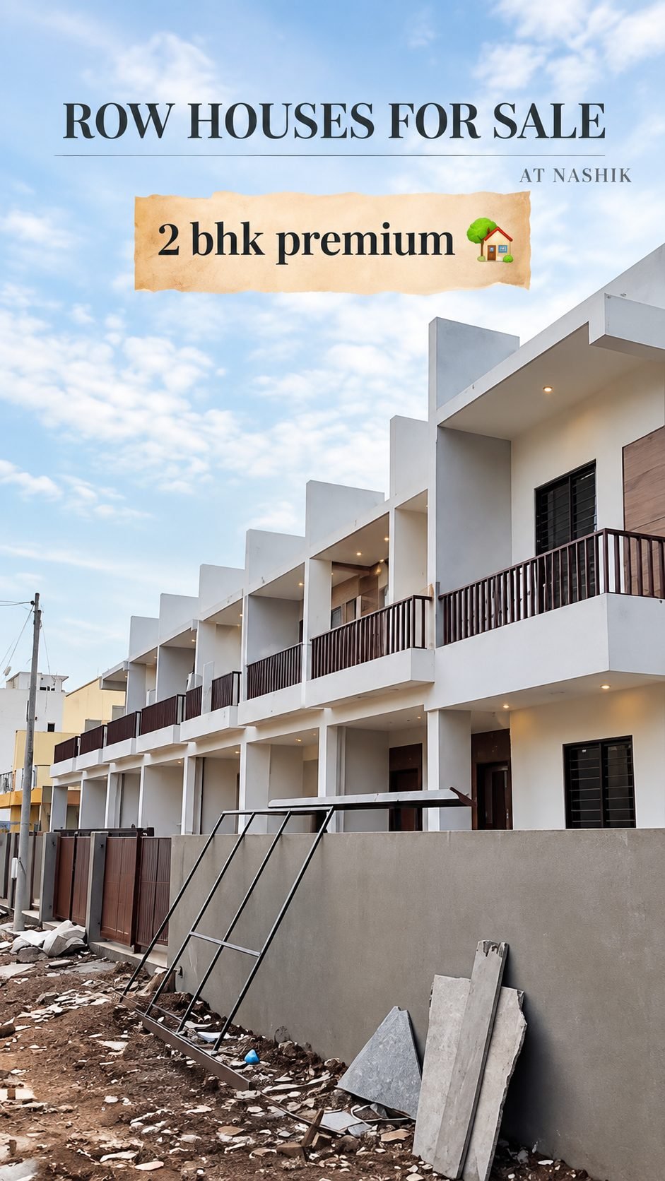 Street view of Om Vihan Row House, a 2 BHK premium development in Nashik